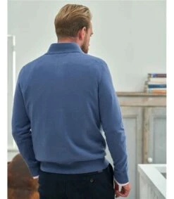 Pull à Encolure Zippée - Homme - Pur Cachemire 7 Pull à Encolure Zippée - Homme - Pur Cachemire -Woolovers 96546 q21m frenchblue m 7