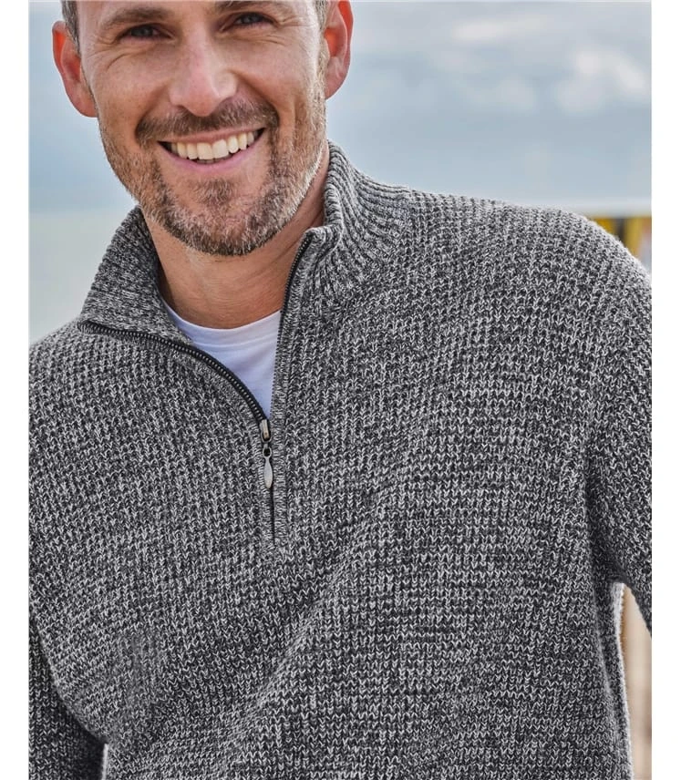 Pull Chiné Torsadé à Demi-zip - Homme 4 Pull Chiné Torsadé à Demi-zip - Homme – Image 2