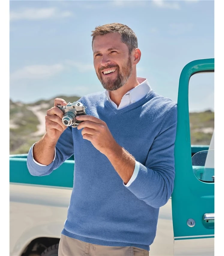 Pull à Col V - Homme - Cachemire & Mérinos 3 Pull à Col V - Homme - Cachemire & Mérinos