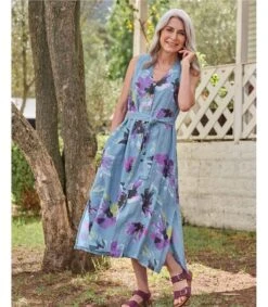 Robe En Lin Boutonnée Sans Manches