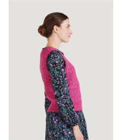 Rhea Wool Pointelle Knit Vest -Woolovers 9cf8a wwt7745 rhea pointelle knit vest magenta pink 4 1