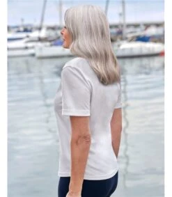 Haut à Encolure Dégagée En Coton Biologique - Femme -Woolovers 9d7d3 70799 j298l white w 43