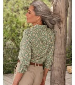 Chemise En Coton Bio - Femme - Jersey -Woolovers ab4ba 224946 j418l woodblockfloralprint w 17