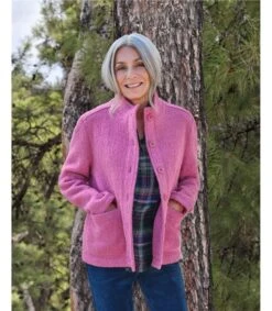 Veste à Col Montant Boutonné - Femme - Pure Laine