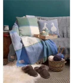 Couverture à Large Carreaux - Pure Laine