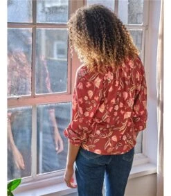 Octavia Tencel™ Crepe Blouse -Woolovers b7a98 227328 tw36 cranberryred w 7