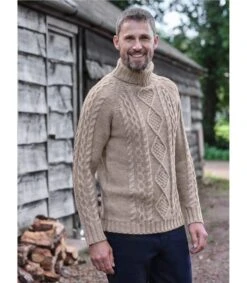 Pull Irlandais à Col Roulé - Homme - Pure Laine