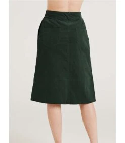Milou Organic Cotton Corduroy Midi Skirt -Woolovers c1ccf wwb7282 milou organic cotton corduroy midi skirt forest green 3