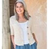Cardigan à Col En V En Fil à Bande Texturée - Femme