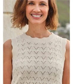 Haut En Crochet Sans Manches - Femme -Woolovers c4510 223679 t426l cream w 13