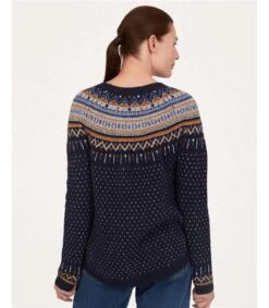 Freayer Organic Cotton Fluffy Fair Isle Jumper -Woolovers c533d wwt7527 freayer organic cotton fluffy fair isle jumper in navy 4