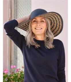 Chapeau à Rayures - Femme - 100% Paille De Papier -Woolovers c67bd 37247 c107l navy w 21