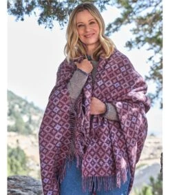 Jeté En Pure Laine Vierge Jacquard Diamant - Femme