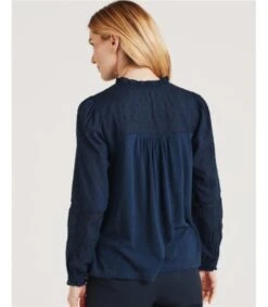 Myra Organic Cotton Jersey Top -Woolovers cdc51 wwt7312 myra organic cotton jersey top navy 3