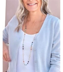 Collier Long En Pierres Semi-précieuses - Femme - Métal