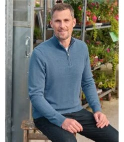 Pull à Encolure Zippée - Homme - Cachemire & Mérinos