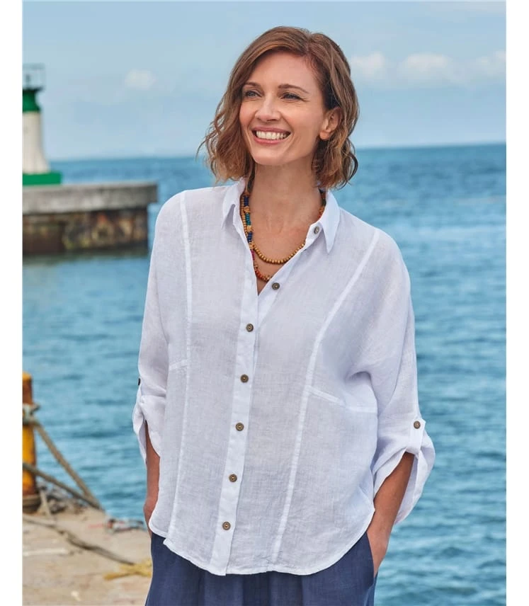 Chemise En Lin Boutonnée à Coutures Princesse 5 Chemise En Lin Boutonnée à Coutures Princesse – Image 3