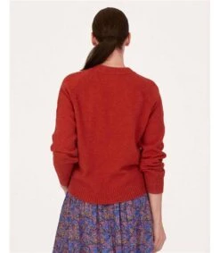 Celaeno Lambswool Funnel Neck Jumper -Woolovers dc059 wwt7296 celaeno lambswool funnel neck jumper dark flame orange 6