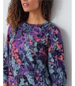 Garnet Lenzing™ EcoVero™ Floral Jersey Top -Woolovers dcdce 2024 22wwt7705 mul 3816