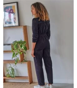 Milou Organic Cotton Corduroy Wrap Jumpsuit -Woolovers e15c6 227151 tw2 navy w 5