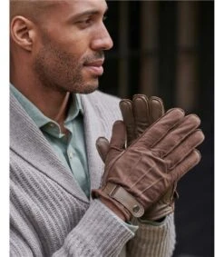 Gants En Daim Avec Sangle En Cuir - Homme