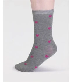 Haddie Bamboo Love Heart 3 Sock Pack -Woolovers e8906 spw837 grey marle 2