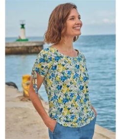 Haut à Encolure Dégagée Et Manches Nouées - Femme