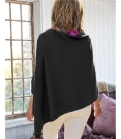 Poncho à Boutons - Femme - Cachemire & Mérinos -Woolovers f1933 48414 a345l black w 57