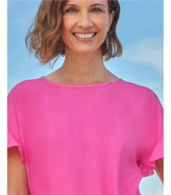 Haut Tissé à Manches Volantées - Femme -Woolovers f40e0 313046 w364l fuchsiapink w 5