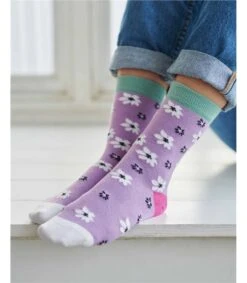 Chaussettes Motif Fleuri - Femme - Bambou Mélangé